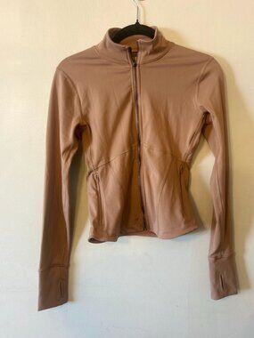 Tan Fitted Zip-Up Jacket